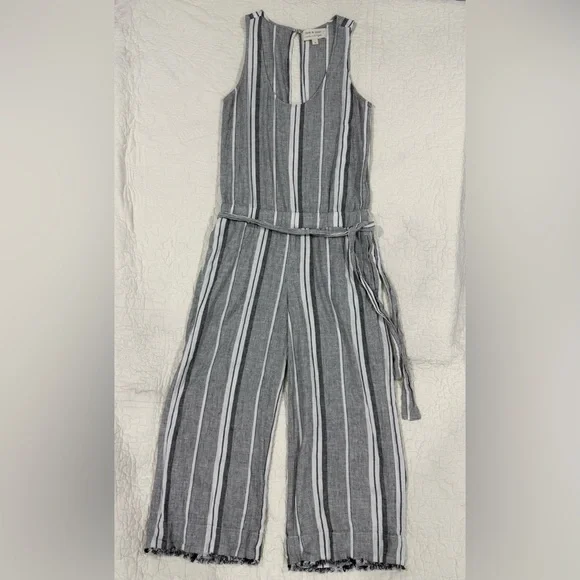 ANTHROPOLOGIE CLOTH & STONE Women’s Gray and White Striped Jumpsuit Size S - Picture 2 of 11